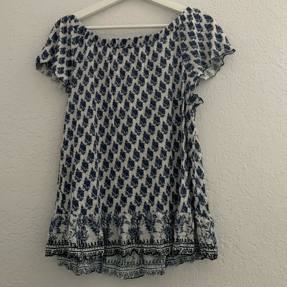 INC White and Blue Top - Picture 2 of 4